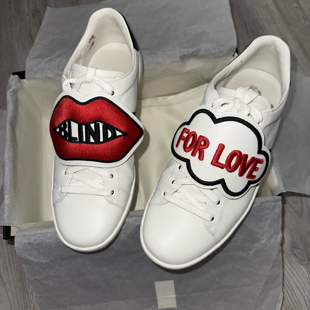 GUCCI blind for love sneakers… come with box and dust bags